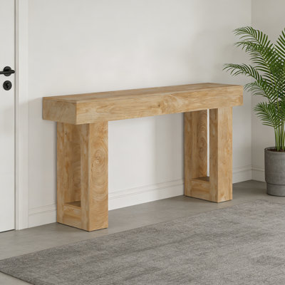 Console naturelle naturelle avec base en bois manufacturé pour espaces d'entrée polyvalents