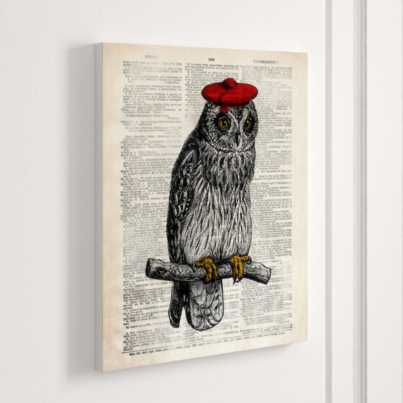 Hipster Owl Print by Michelle Bennett, Glass Coat