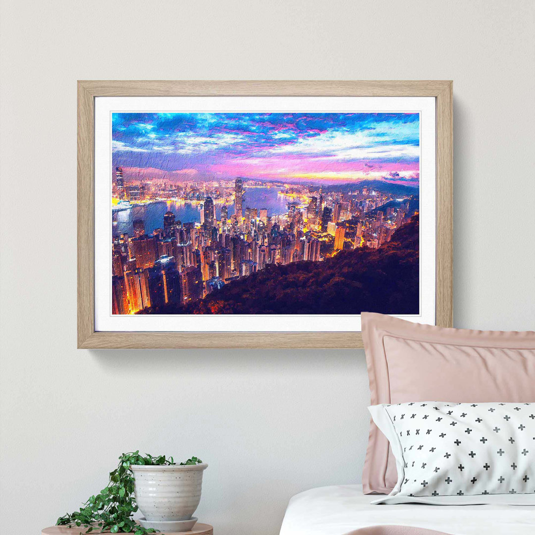 Hong Kong Skyline at Sunset - Framed Print