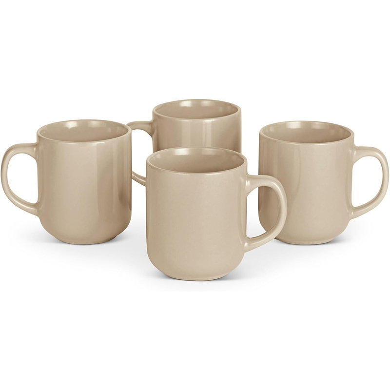 Ensemble de 4 tasses en grès émaillé lustré 16 oz - Ensemble de tasses à café allant au micro-ondes et au lave-vaisselle pour la cuisine