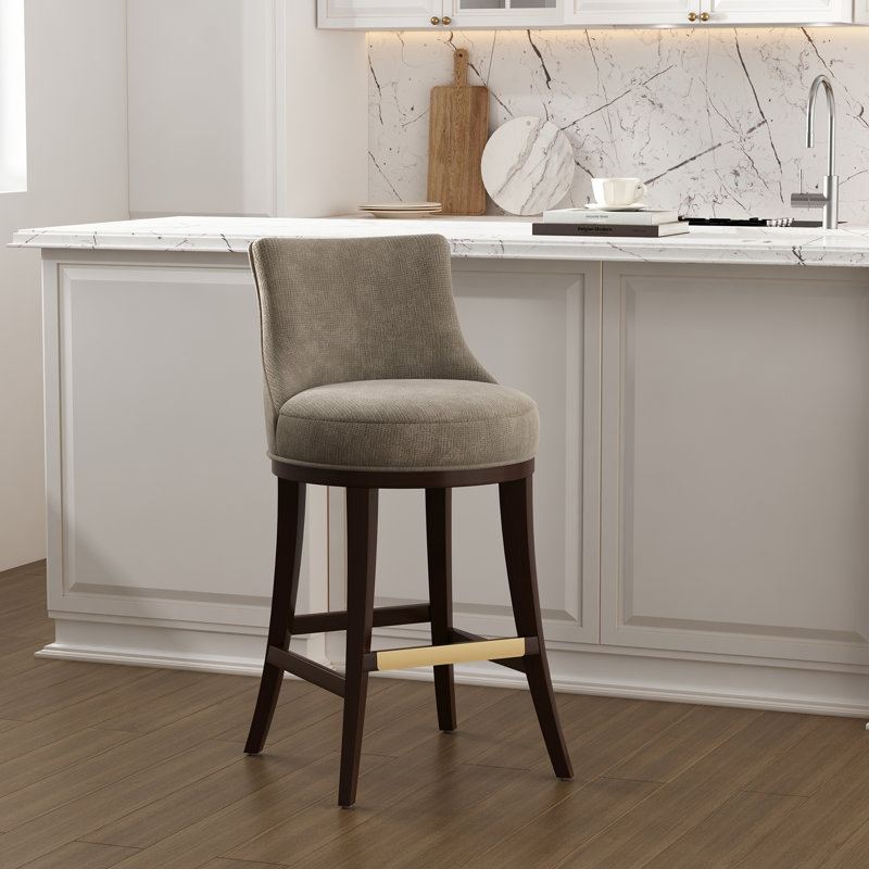 Tabouret de bar en chenille Lucia, Tabouret de bar (siège d'une hauteur de 29,4 po), Vert feuille, 1
