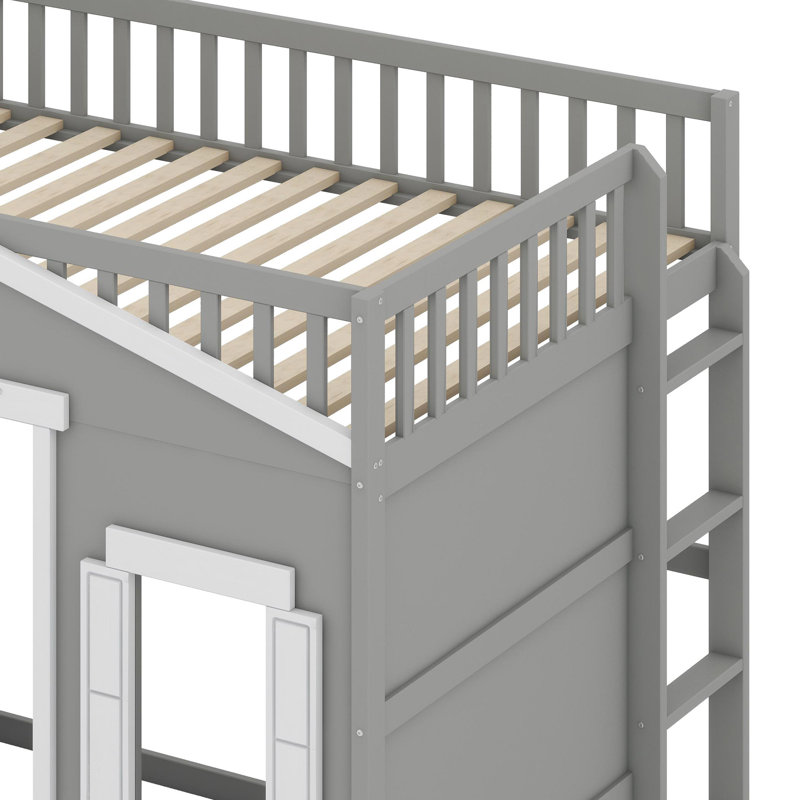 Lit mezzanine avec échelle House, Gris / Blanc