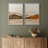 Abstract Landscape Neutral Watercolor Brown Mountain Artwork Framed Canvas 2 Pieces Print Wall Art-91069608-91069605