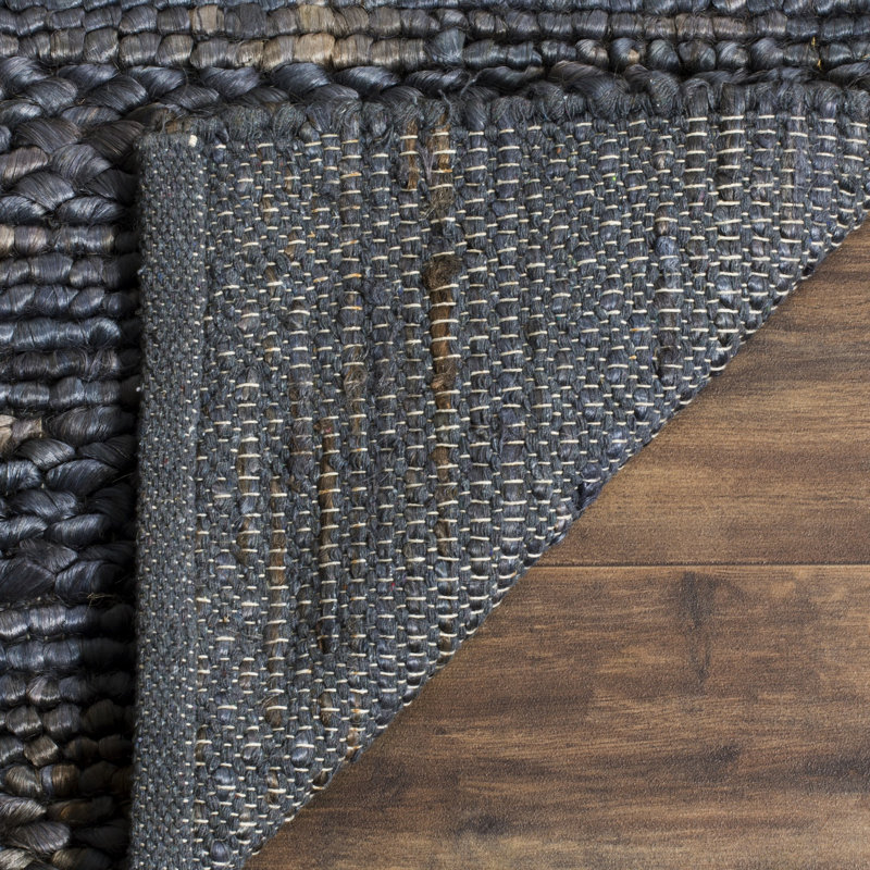 Tekla Natural Fiber Hand Woven Jute/Cotton Striped Rug in Gray, Rectangle 3' x 5'