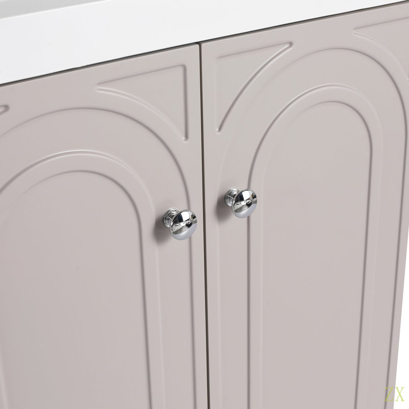 Meuble-lavabo autoportant 24 po avec lavabo en résine et 2 portes d'armoire à fermeture en douceur (emballage KD), 24"