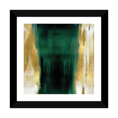 «Free Fall Emerald with Gold II» par Christine Wright - reproduction d'art