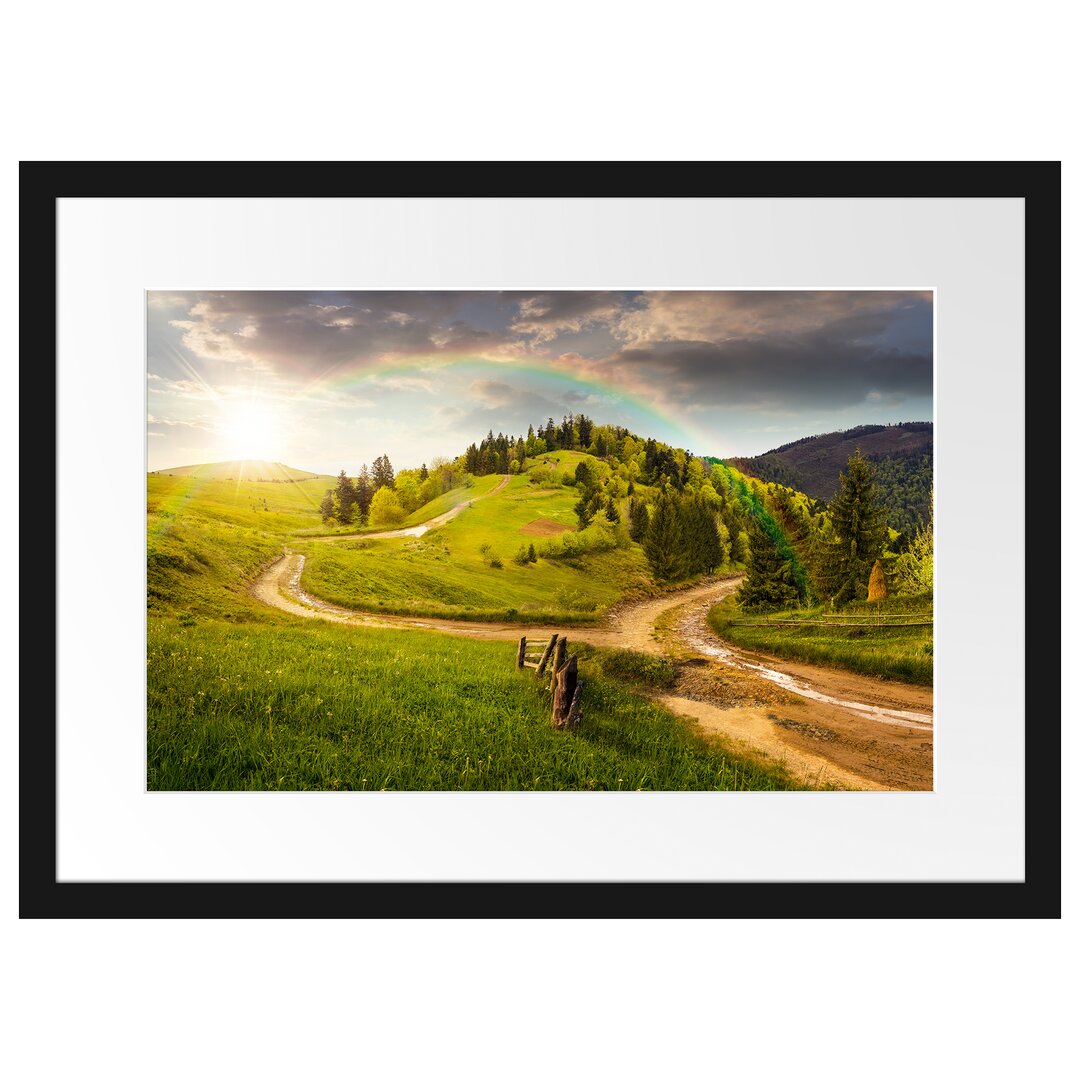 Gerahmtes Poster Landschaft mit Regenbogen