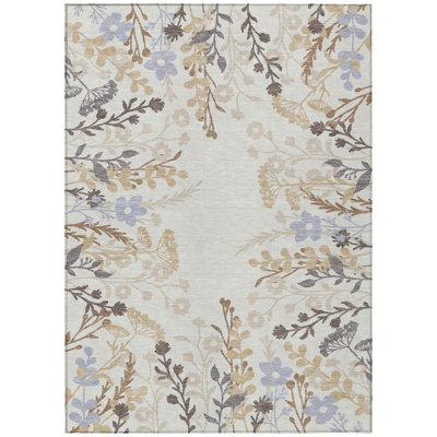Machine Washable Indoor/Outdoor Bourkelands ACN2334 Floral Rug