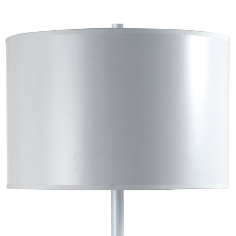 Lampe de table haute 25 po en métal avec finition blanche, abat-jour rond blanc