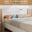 Structure de lit grand format en lin avec tête de lit à oreilles, lit plateforme grand à oreilles avec support à lattes en bois, ports USB, aucun sommier tapissier requis, sans bruit-94014076-109548558