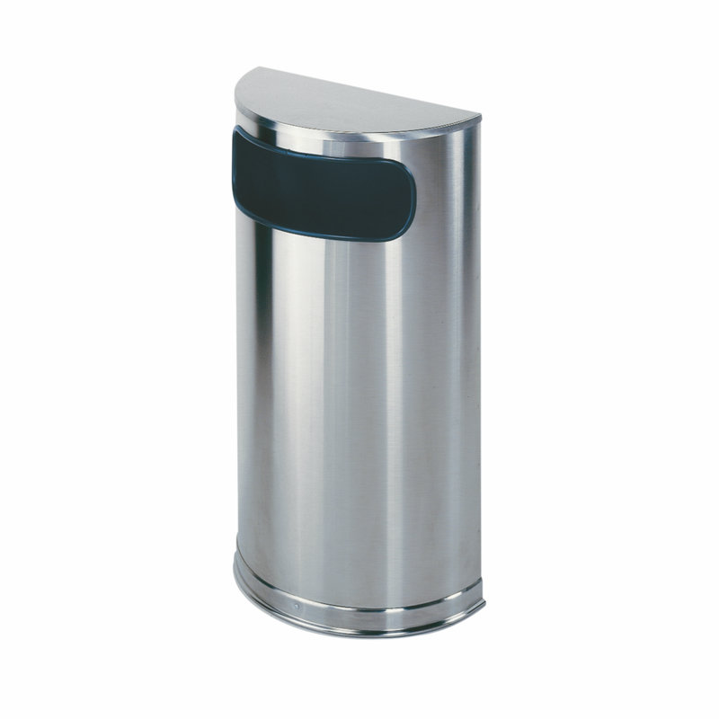 Réceptacle rond demi-rond 9 gallons européen designer, Acier inoxydable satiné