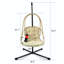 Swing Egg Chair with Stand for Indoor/Outdoor, Foldable Wicker Rattan Patio Egg Swing Chairs ,Hammock Egg Chair with C Type Bracket,UV Resistant Cushion and Pillow  , 350 Lbs Capacity(Beige)