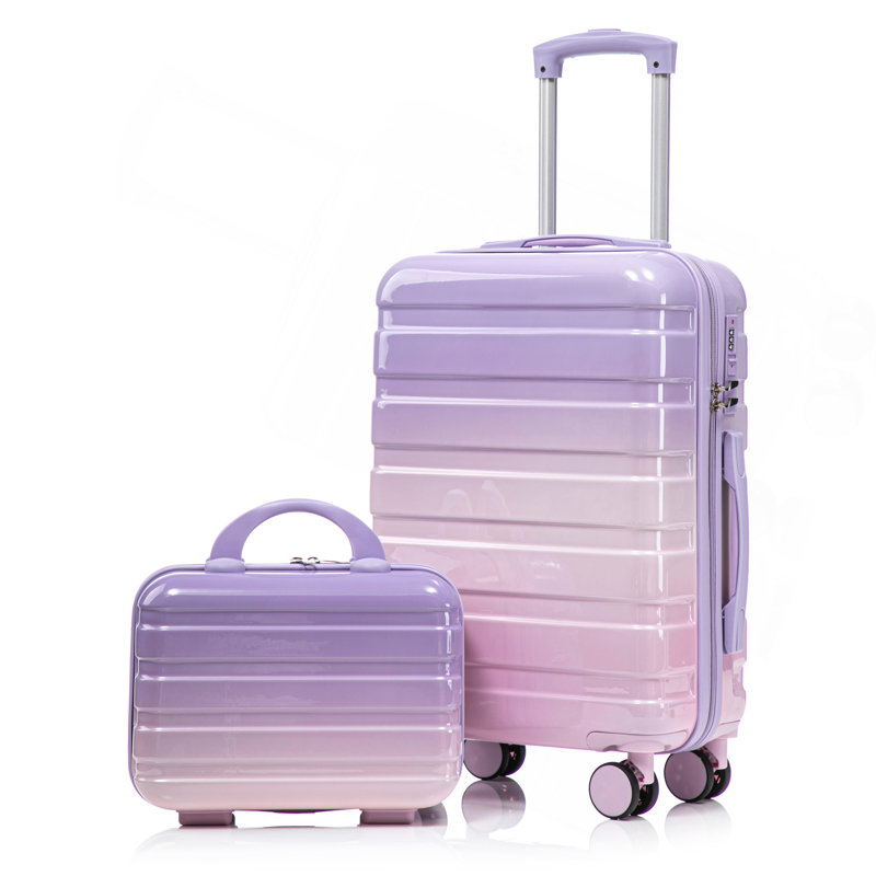 14 "/ 20" 2 pièces / ensemble dans un bagage à roulettes pour PC, valise de cabine, avec couleur dégradée et serrure à combinaison
