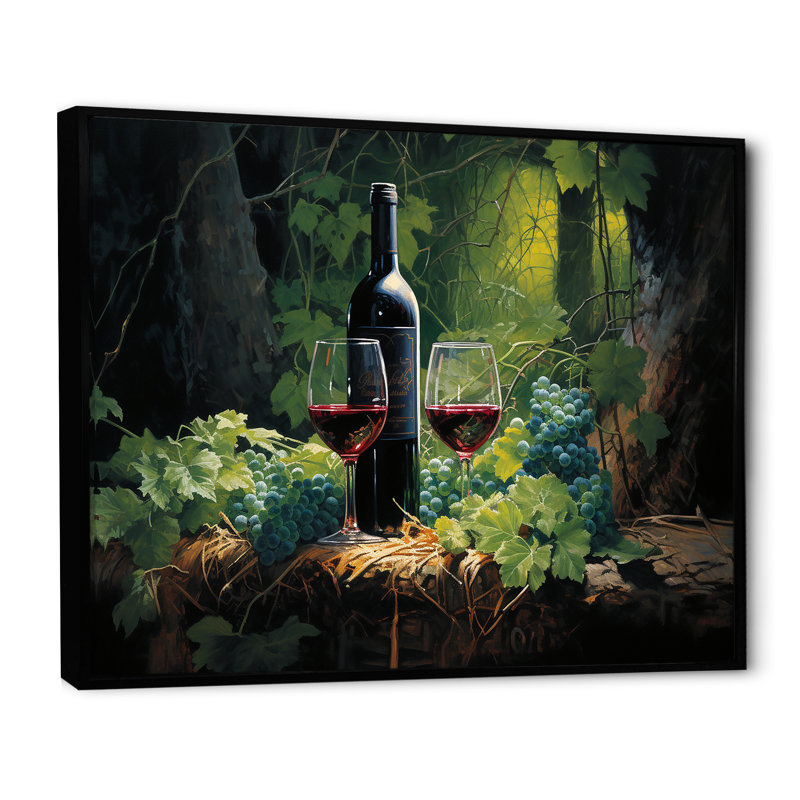 Cabernets calmes I - vin, impressions murales, Encadrement doré, H 30 po x l 40 po