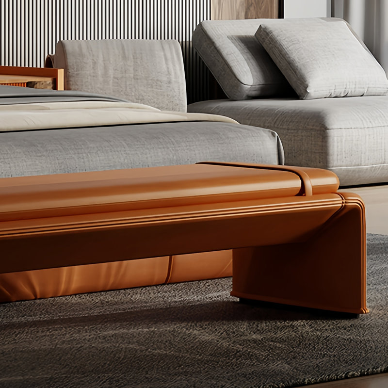 Lauriann Leather Match Upholstered Bench, Orange