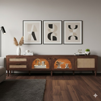 86 Inch TV Stand For Tvs Up To 90", Entertainment Center With App Controlled LED Lights, 2 Drawers & Glass Door Storage, Modern Media Console For Living Room
