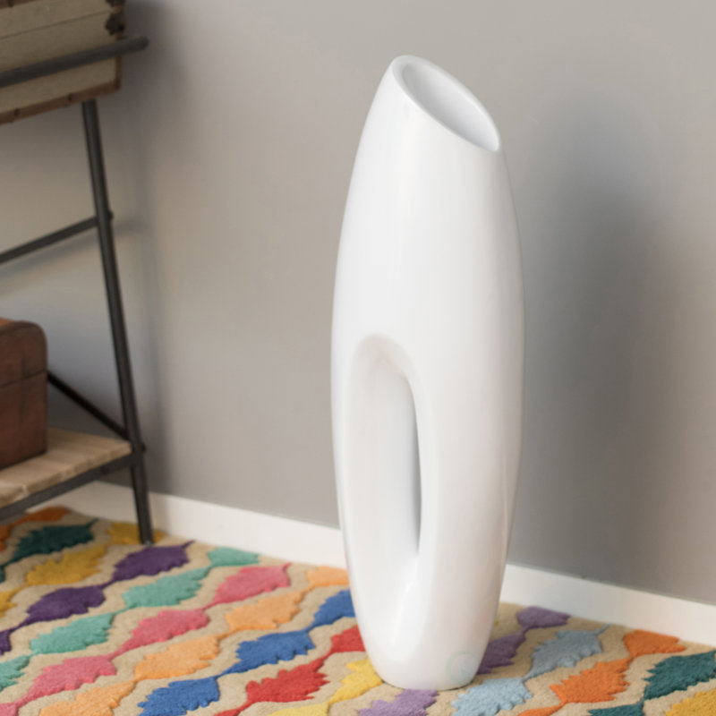 Vase de plancher blanc Hada, 29.5", 1