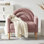 Chaise d'appoint moderne avec dossier d'inspiration arc-en-ciel, lin rose