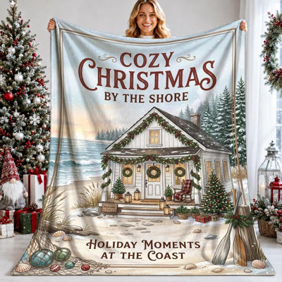 Jeté Coastal Christmas Cottage, 60 x 80 po