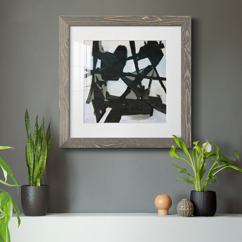 Ode An Kline V-Premium, reproduction encadrée prête à être accrochée, Papier avec cadre gris, Blanc