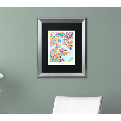 « boston ma street map 3 », impression encadrée