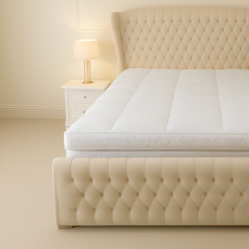 MHG Living Duck Feather Mattress Topper Box Stitched with Elastic Straps - Available Single/Small Double/Double/King/Super King