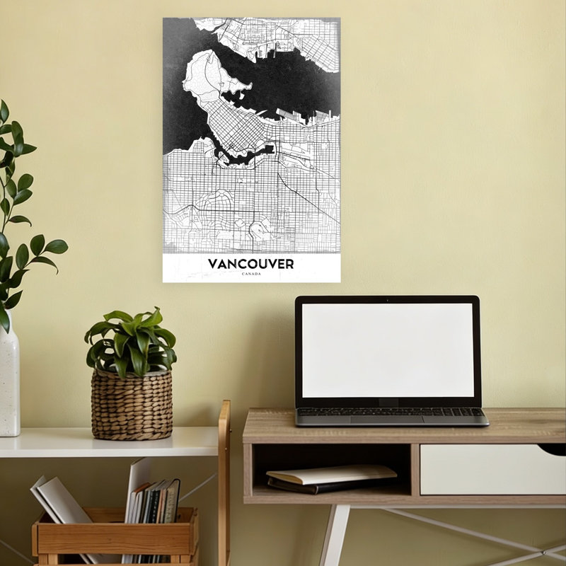 Modern Vancouver Map Abstract Contemporary Architecture City Wall Art Print 1 Piece Wrapped Canvas Wall Art