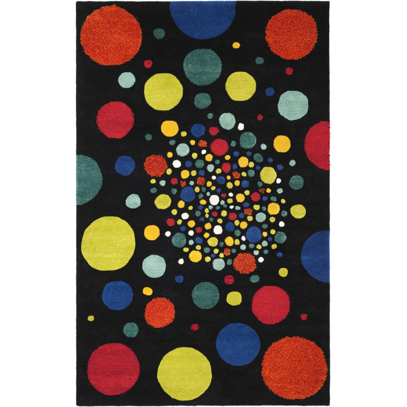 Amier Hand Tufted Wool And Viscose Polka Dots Rug, Rectangle 7'6" x 9'6"