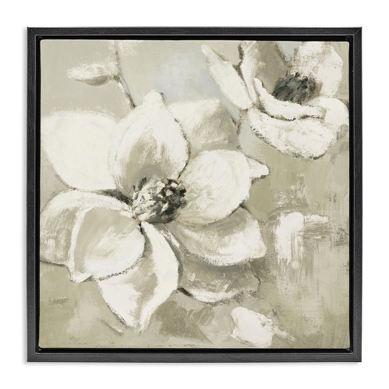 Cadre flottant Magnolias After Rain, design par Lanie Loreth, Cadre flottant noir de jais, H 18 po x l 18 po