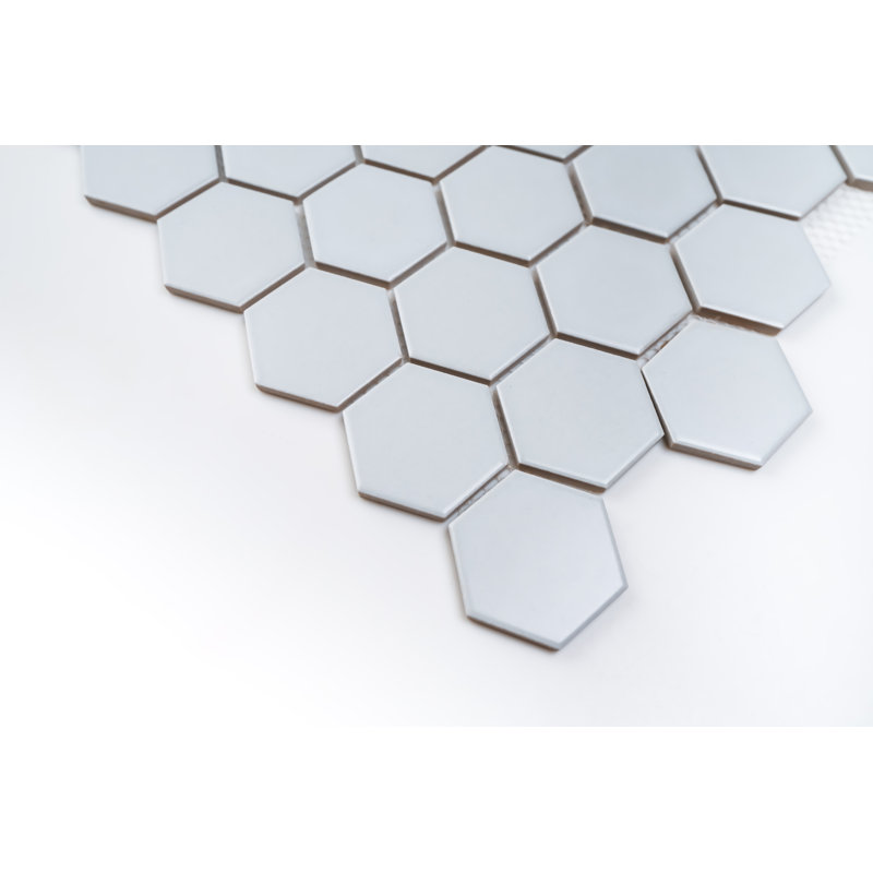 2X2" Hexagon Matte Porcelain Mosaic Tile - (Box Of 10 Sheets), Gray, 2x2