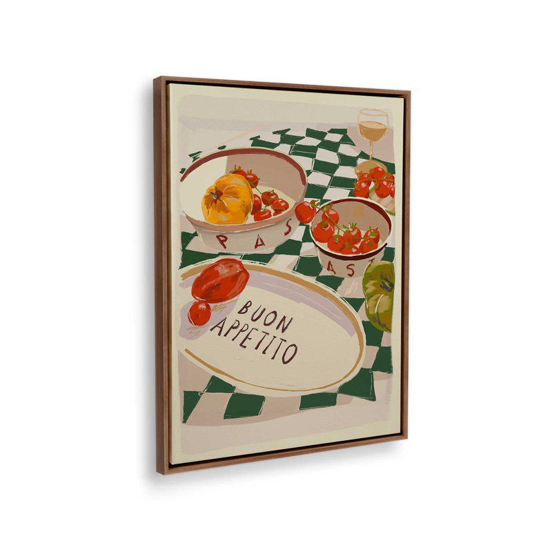 «Buon Appetito» par ThingDesign Print, L 36 x H 48, Framed Print, Black
