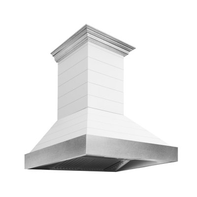 ZLINE 30 in. Wooden Wall Mount Range Hood in Rustic Shiplap Black Finish with Steel Accents