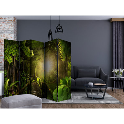 Calderon 225cm W x 172cm H 5 - Panel Solid Wood Folding Room Divider