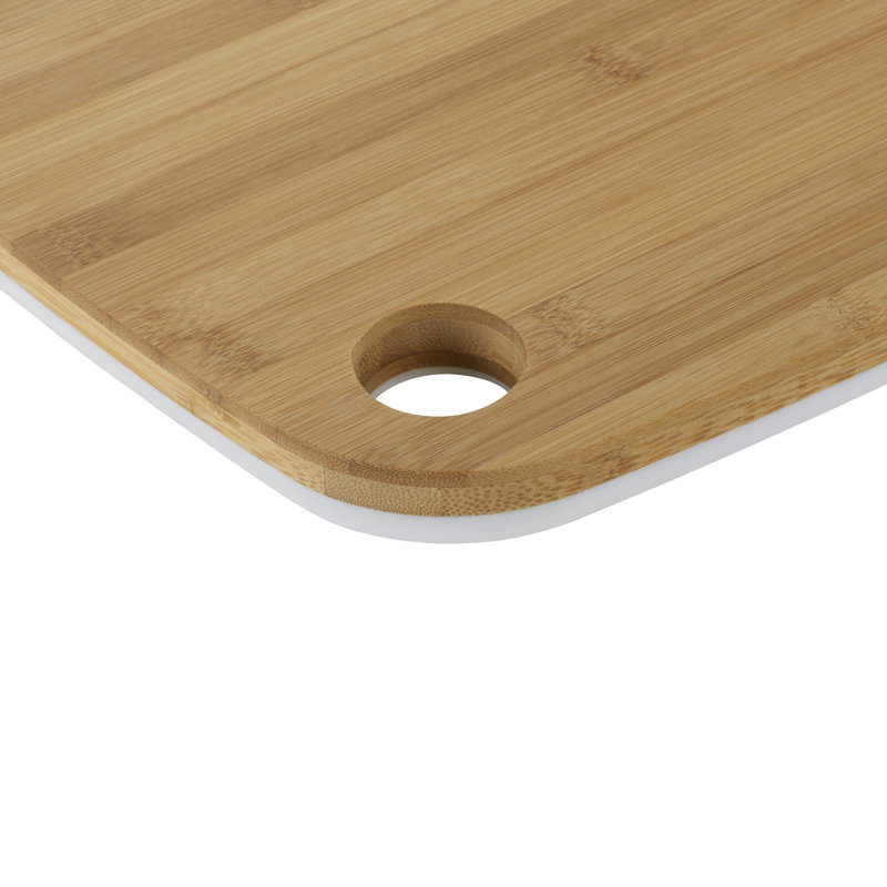 Reversible White and Bamboo Cutting Board with Handle