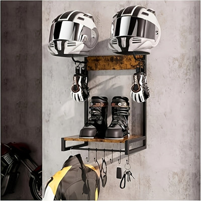 Motorcycle Helmet Holder, Wall-mounted Helmet Holder, Helmet Bracket, Helmet Holder With Hooks And Clips, Suitable For Storing Motorcycle Accessories, Motorcycle Helmets.