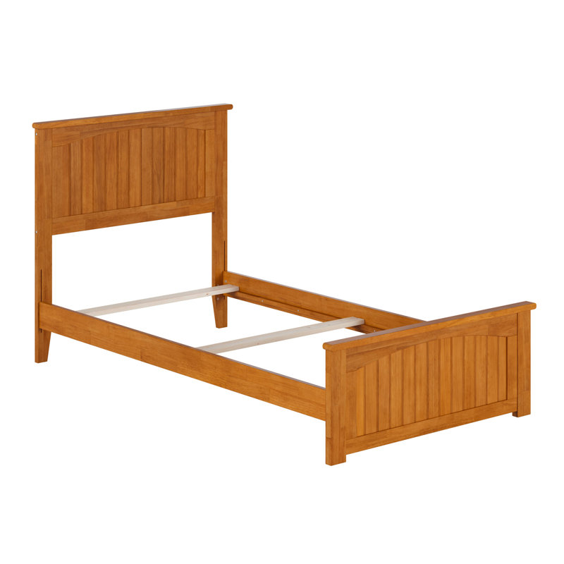 Lit de base en bois massif Graham avec pied de lit assorti, Simple, Caramel clair