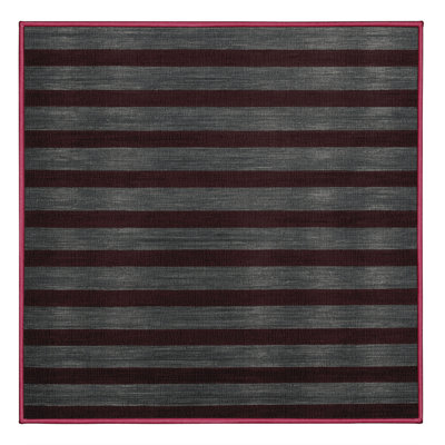 Tapis brun à rayures horizontales lavable à la machine