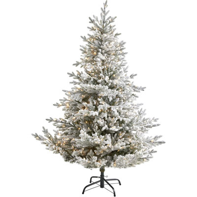  Fraser Fir Flocked Artificial Christmas Tree Warm White Lights