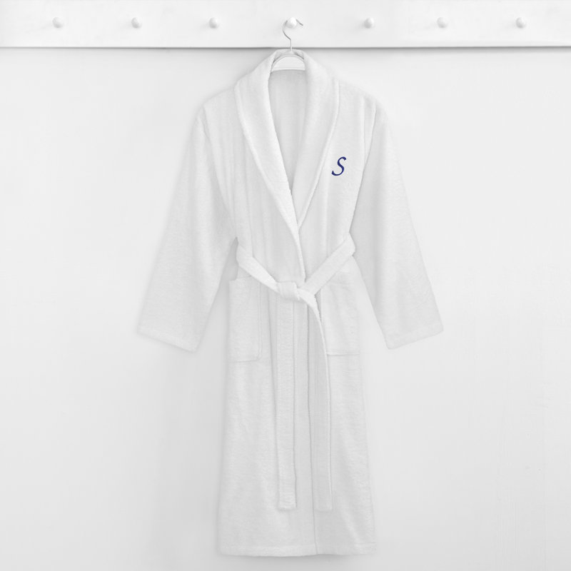 Peignoir personnalisé 100% coton éponge avec poches, Petit / moyen, S, Bleu marine