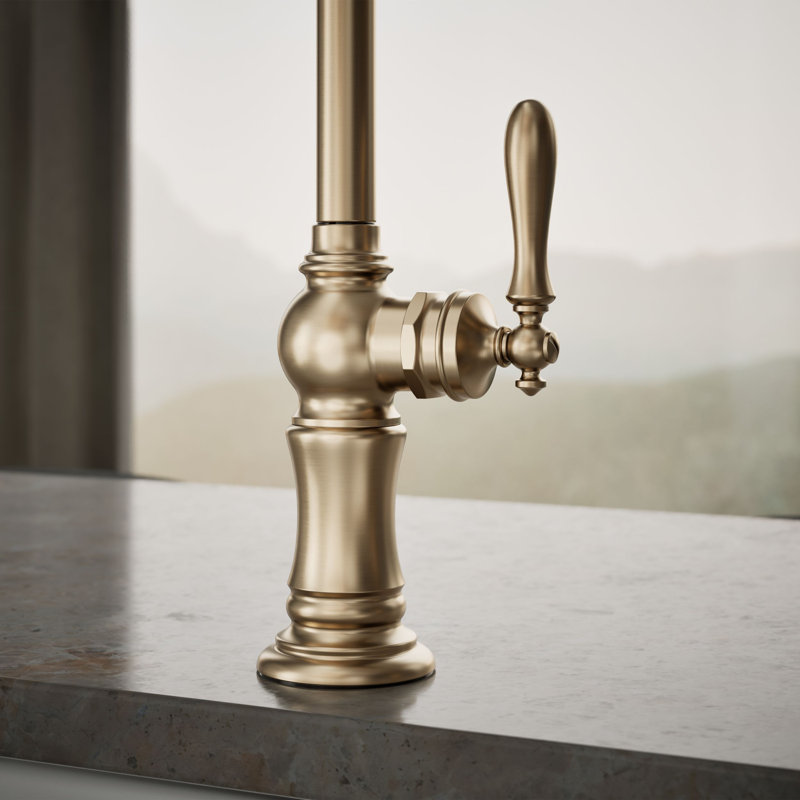 Artifacts Bar Faucet with Swing Spout and BerrySoft, MasterClean, and ProMotion, Bronze brossé