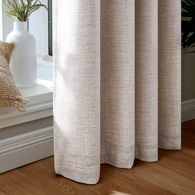 100% Blackout Faux Linen Curtains with TPU Backing – Dual-Layer Noise Reducing & Thermal Insulated Drapes, 52" W x 84" L
