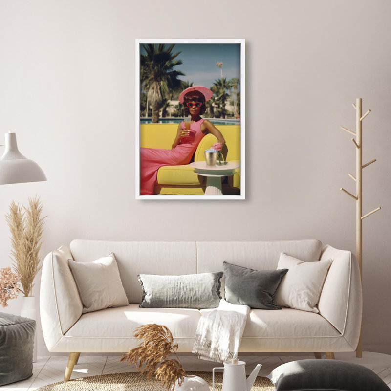 Oliver Gal Stylish Palm Springs Lady III Fashion - Luxury Shadowbox Framed Wall Art, 25.5" H x 17.5" W, White