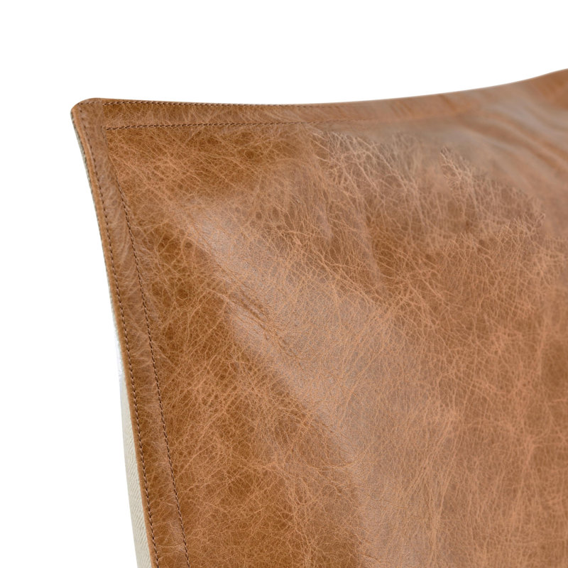 Kosas Home Cheyenne 100% Leather Throw Pillow, 16" x 36", Chestnut, Rectangular