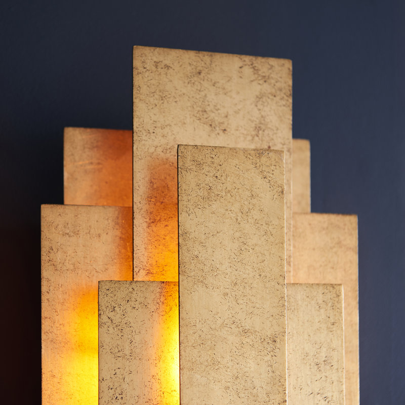 Melora Steel LED Flush Mounted Sconce, Antique Gold Leaf
