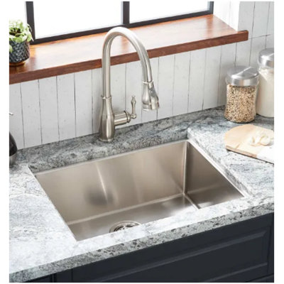 24" Ortega Stainless Steel Undermount Kitchen Sink - Rear Drain
