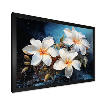 Fleurs de plumeria baignées au clair de lune argenté I sur toile