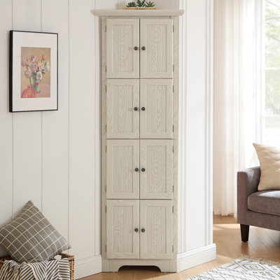 Accent Cabinet, Corner Kitchen Storage Cabinet With Shelves For Bathroom, Living Room, Kitchen
