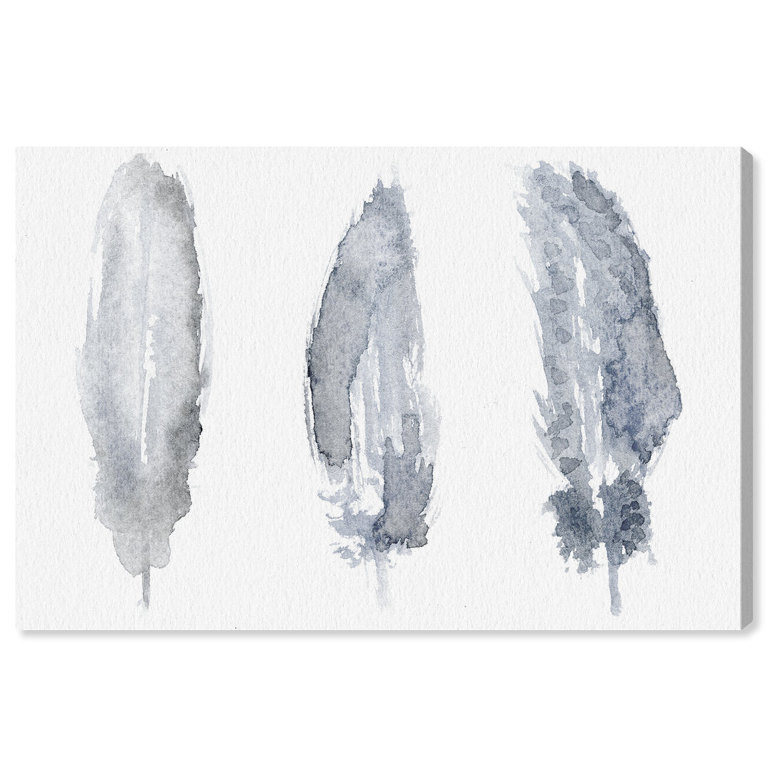 'Feathered Grey' Painting on Wrapped Canvas