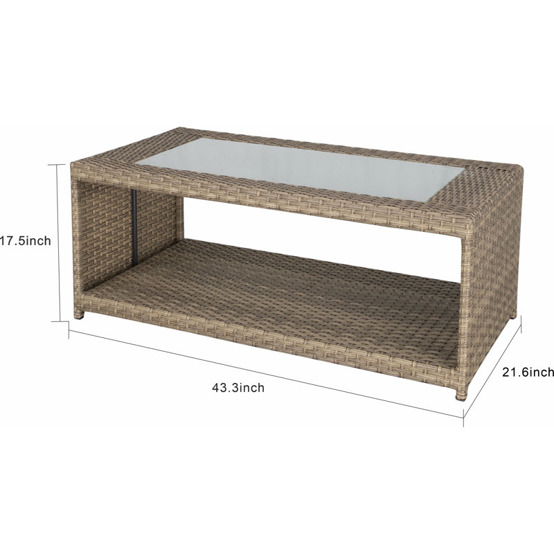 Table basse rectangulaire en verre trempé Amberson