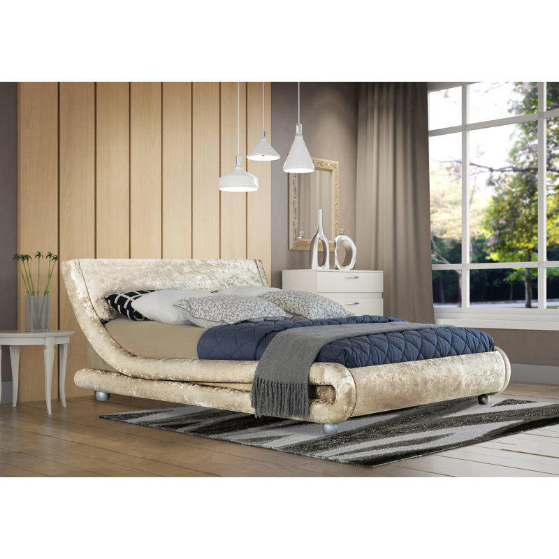 Upholstered Bed Frame, Double (4'6), Cream